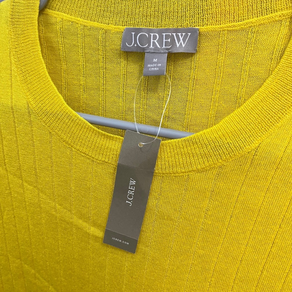 J.Crew Silk Blend Cropped T Shirt Women's Medium Yellow Short Sleeve New - Picture 7 of 8